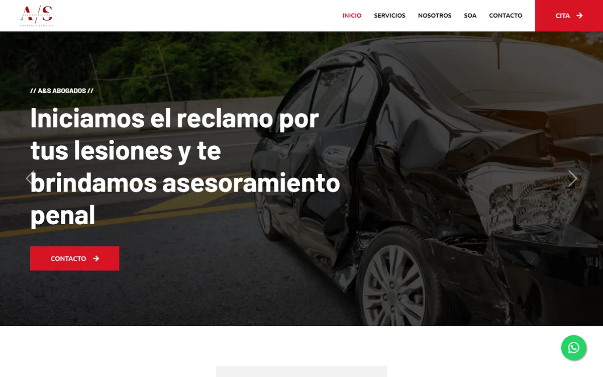 Sitio web de A&S Abogados de Tránsito